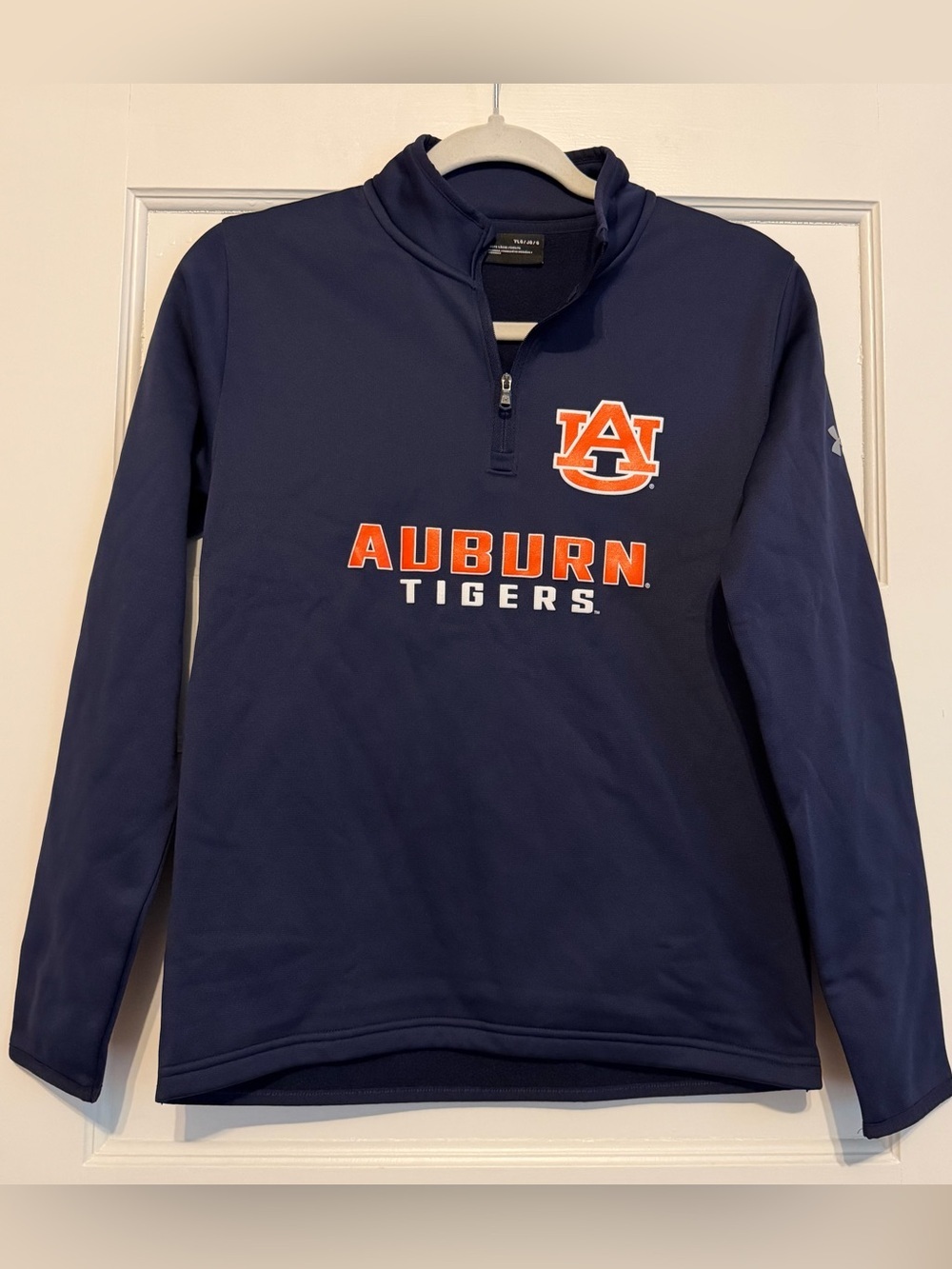 Under Armour Auburn Tigers Youth Large ColdGear 1/4 Zip Pullover Navy YLG